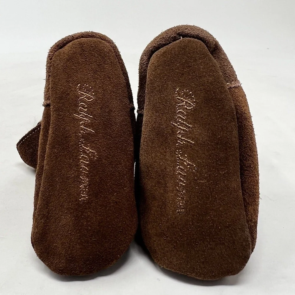 Ralph Lauren Infant Girl's Mallor Suede Toggle Boot Brown Layette Shoes Sz 1